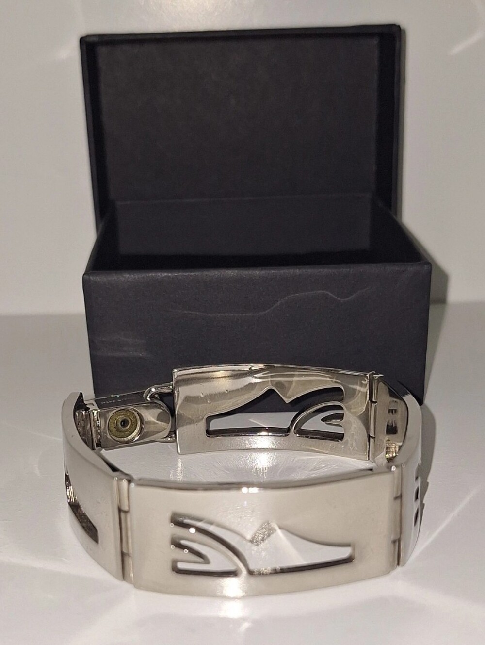 Salvatore Ferragamo Silver Tone Bangle Bracelet EUC